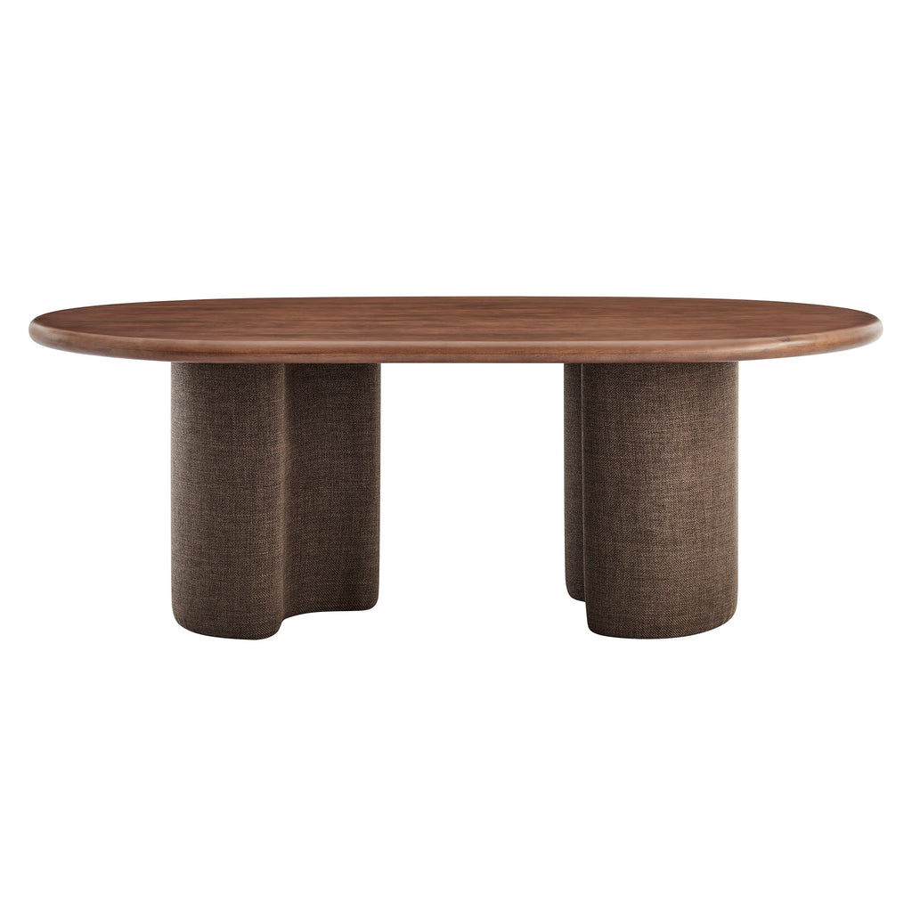 Enric 84 Inch Mango Wood Oval Dining Table - Walnut