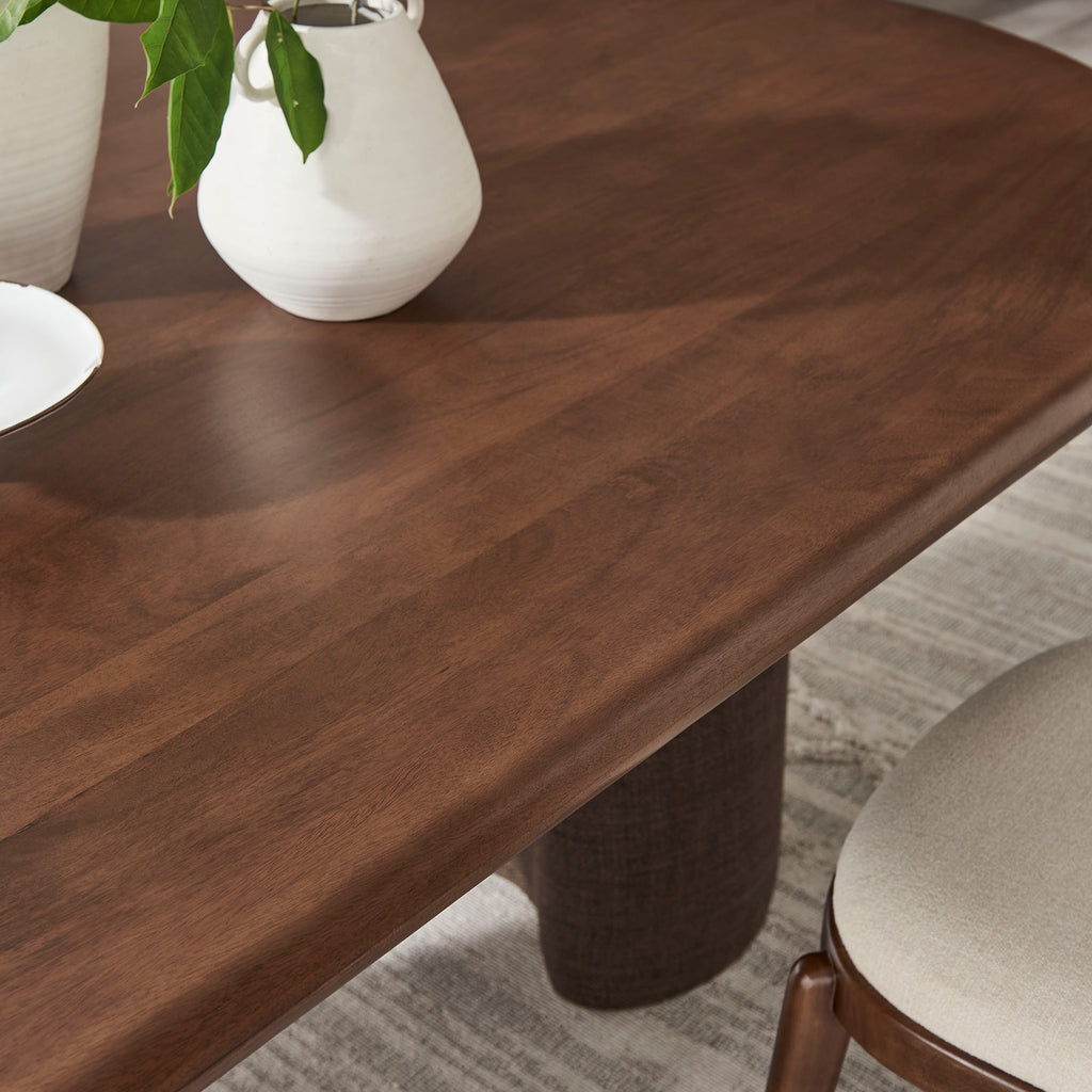 Enric 84 Inch Mango Wood Oval Dining Table - Walnut