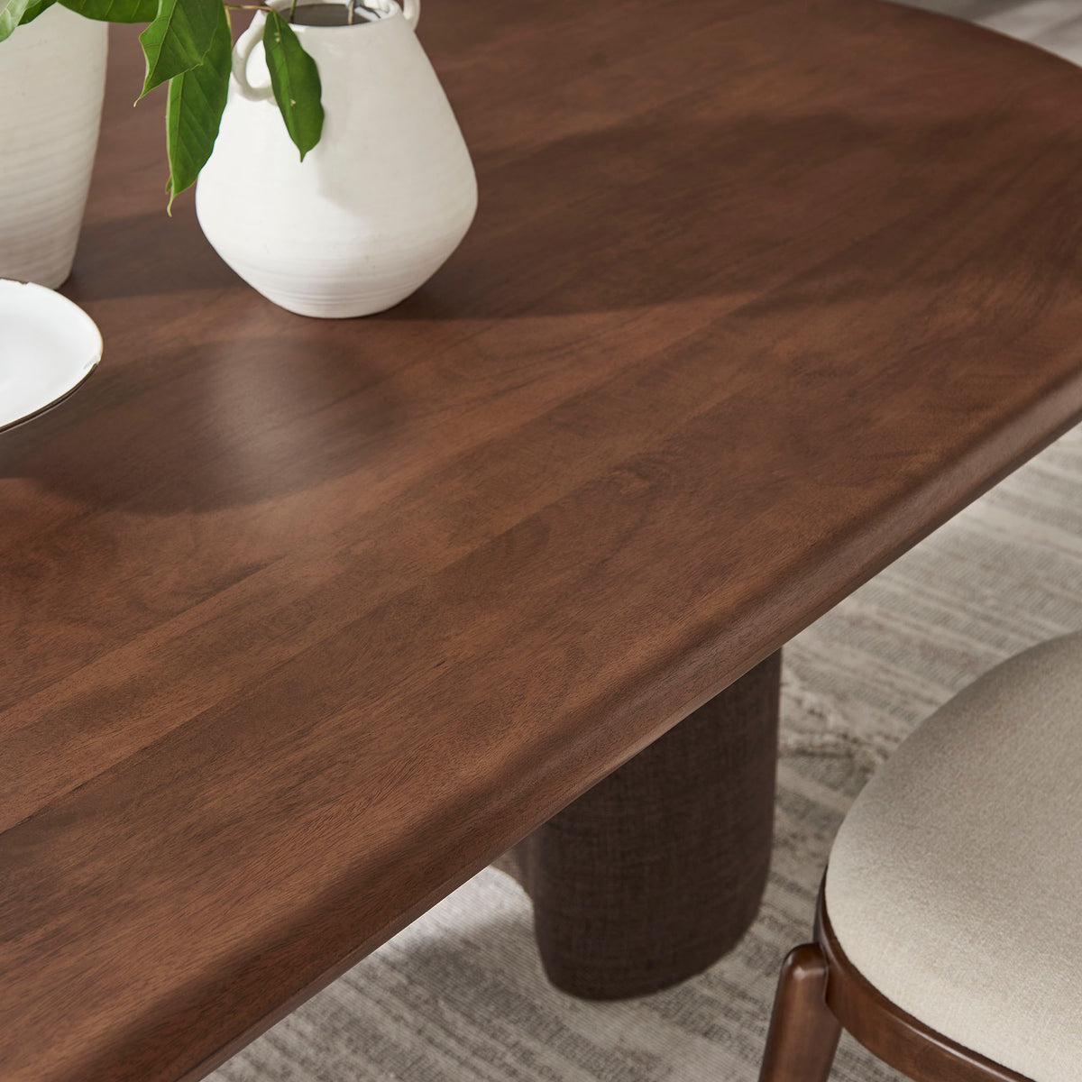 Enric 84 Inch Mango Wood Oval Dining Table - Walnut
