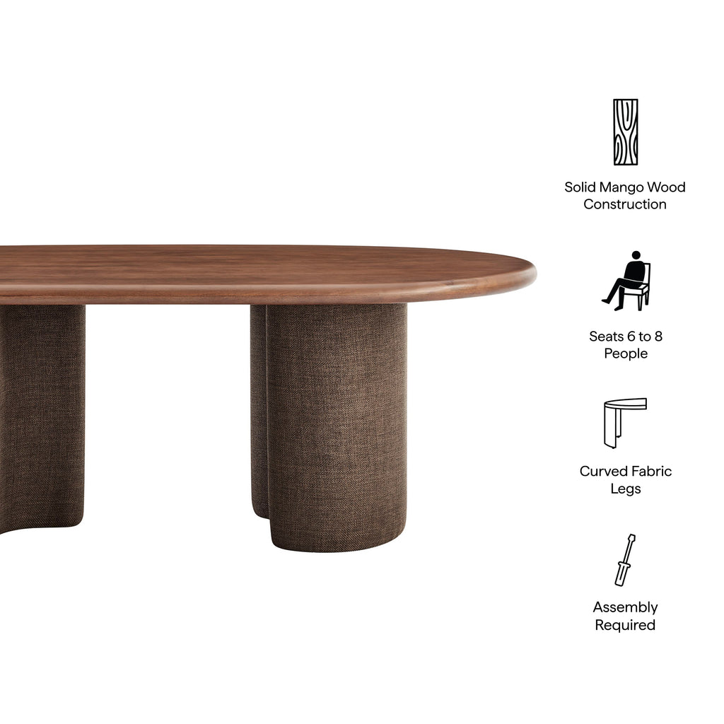 Enric 84 Inch Mango Wood Oval Dining Table - Walnut