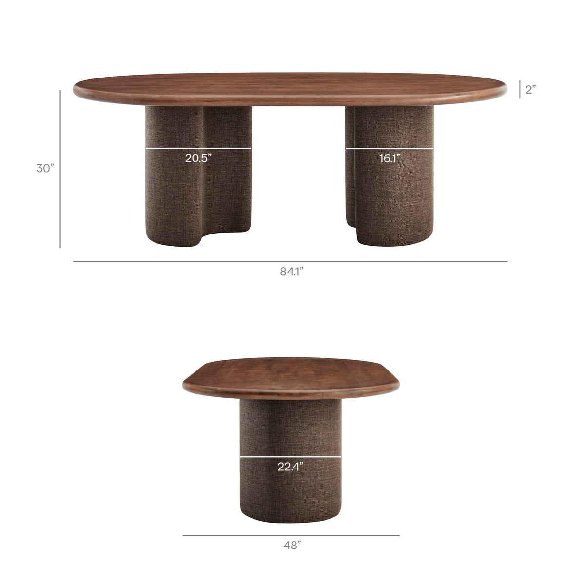 Enric 84 Inch Mango Wood Oval Dining Table - Walnut