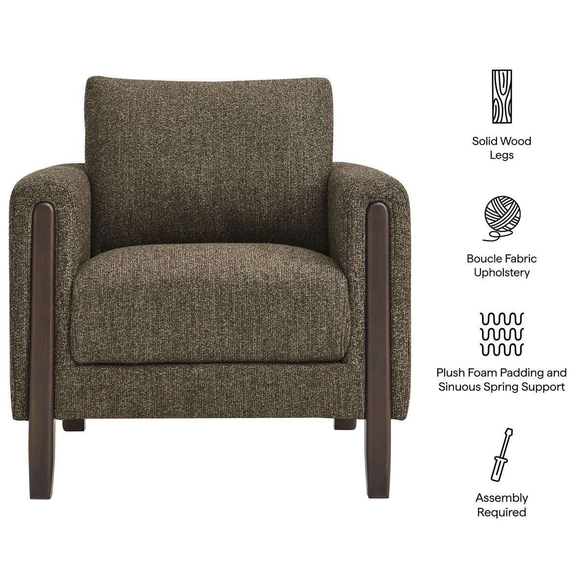 Hawken Boucle Fabric Accent Armchair - Antique Espresso