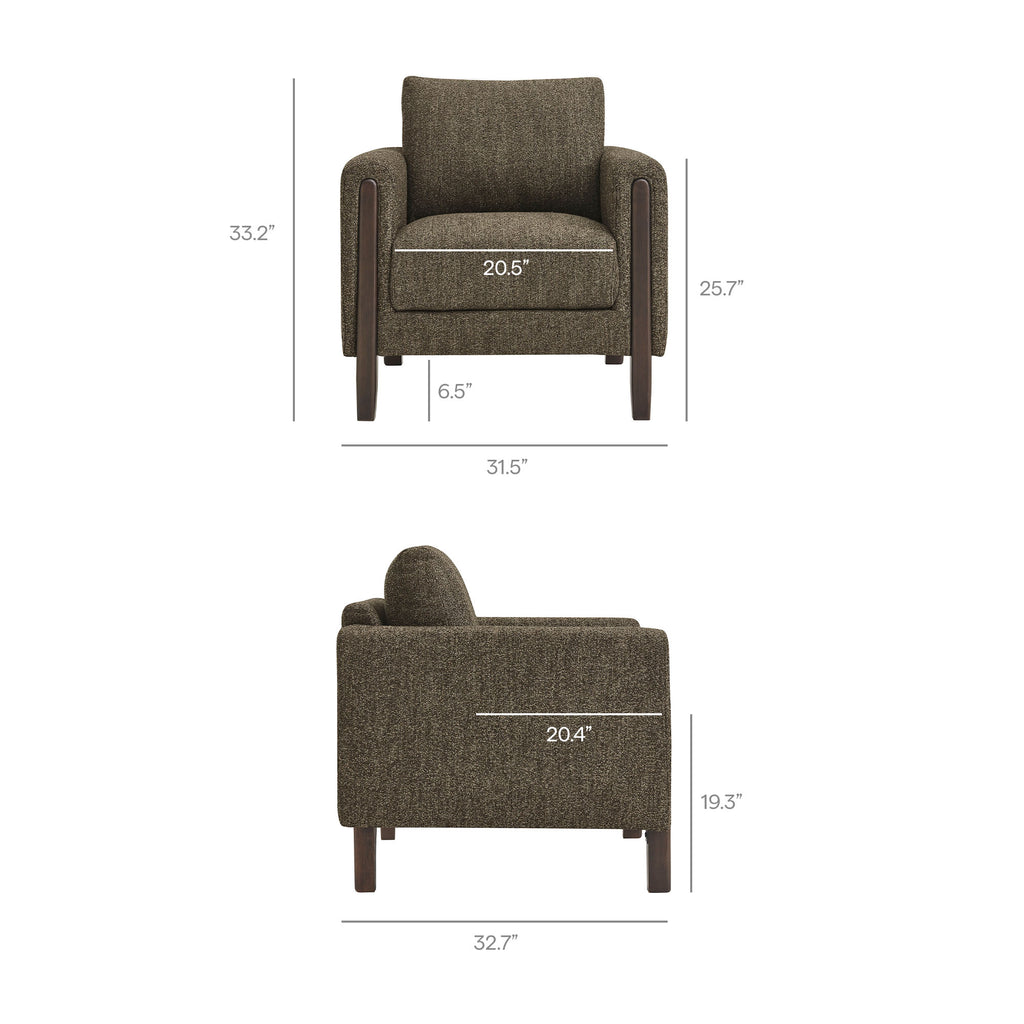 Hawken Boucle Fabric Accent Armchair - Antique Espresso