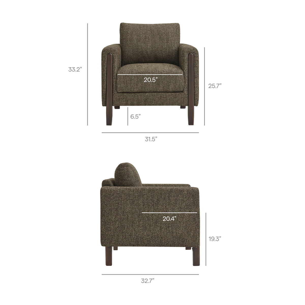 Hawken Boucle Fabric Accent Armchair - Antique Espresso