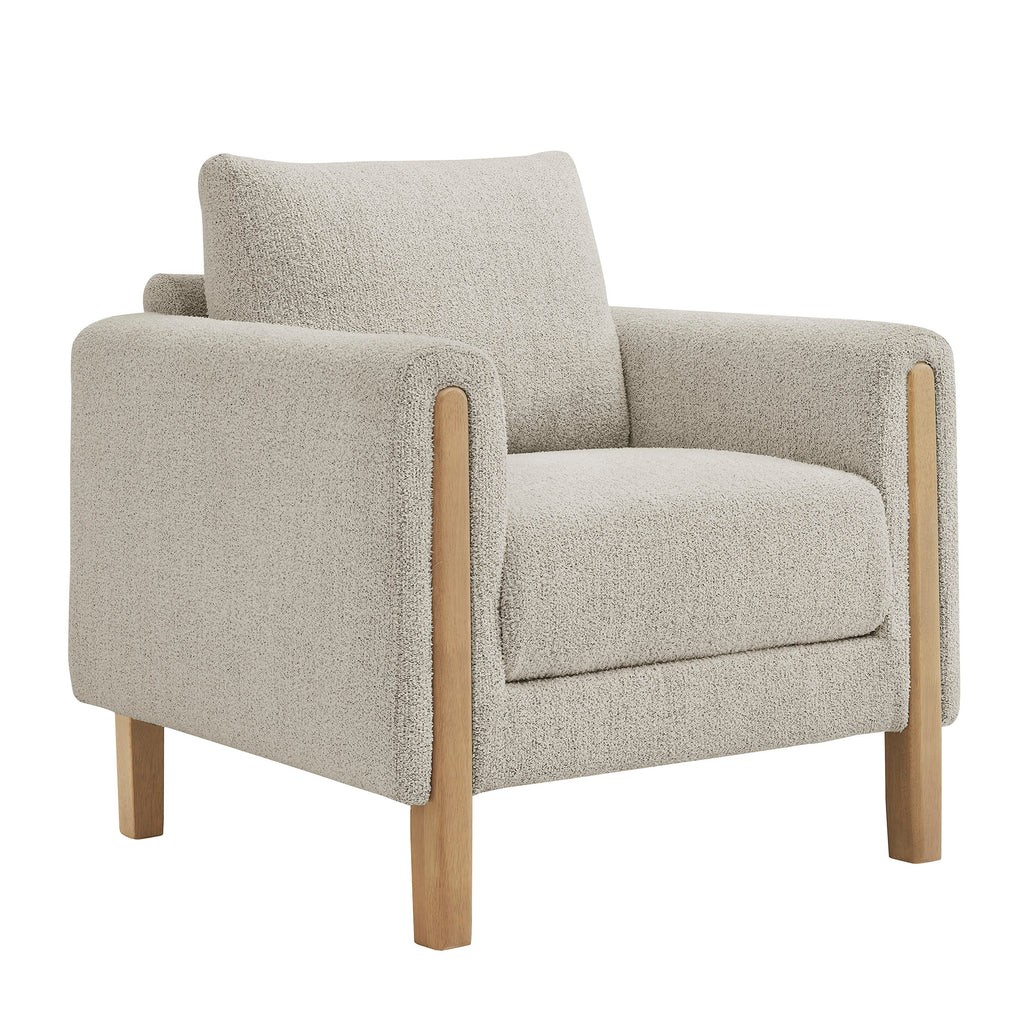Hawken Boucle Fabric Accent Armchair - Parchment Beech