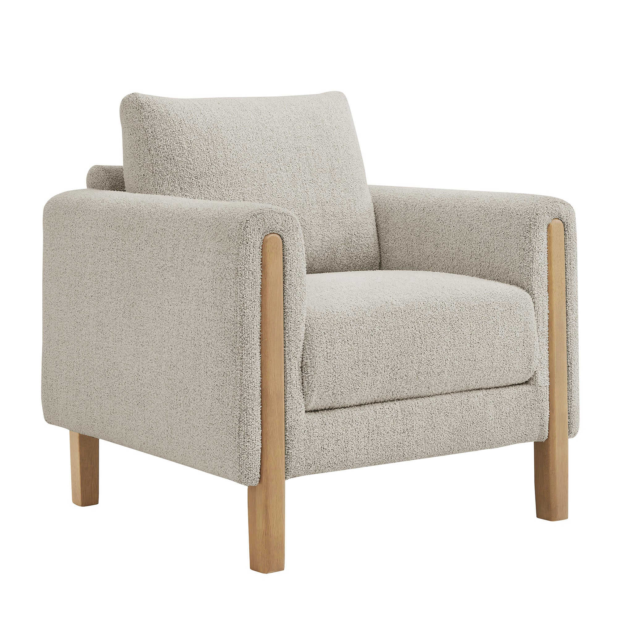 Hawken Boucle Fabric Accent Armchair - Parchment Beech