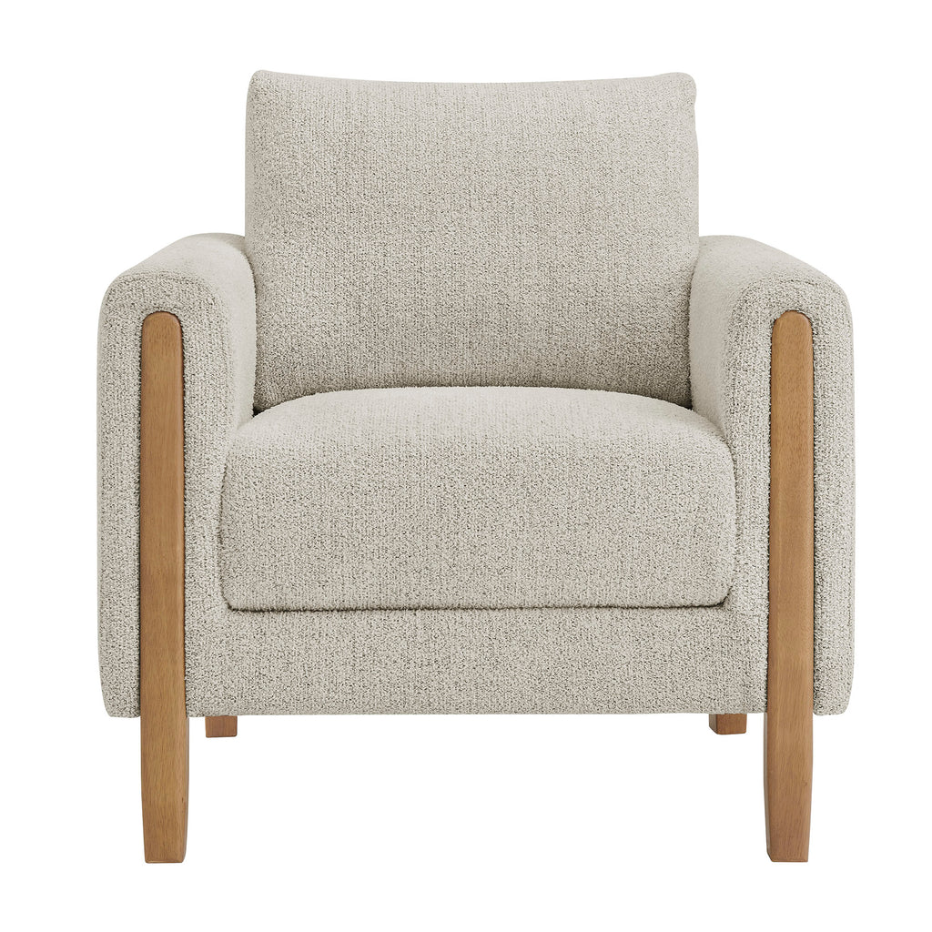 Hawken Boucle Fabric Accent Armchair - Parchment Beech