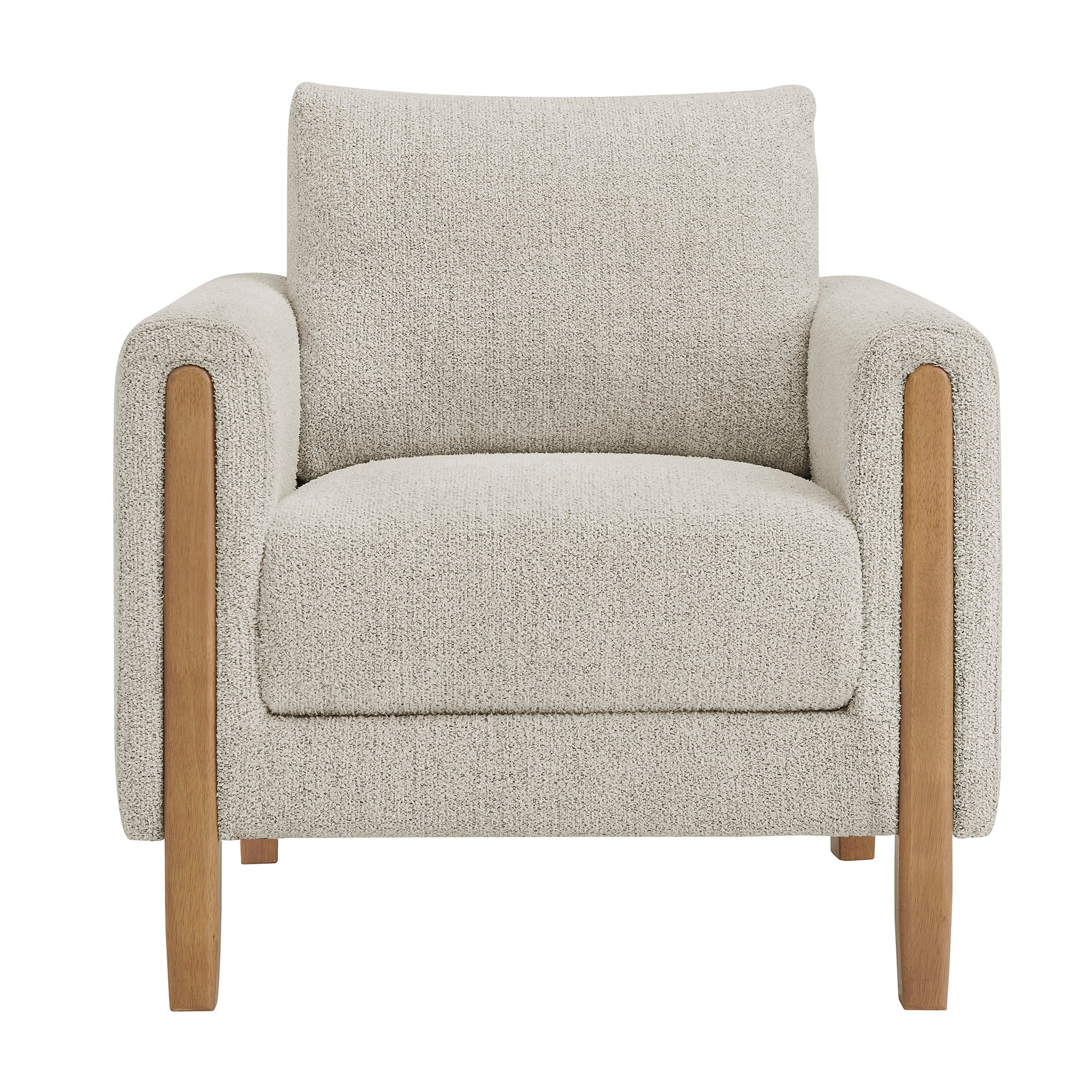 Hawken Boucle Fabric Accent Armchair - Parchment Beech