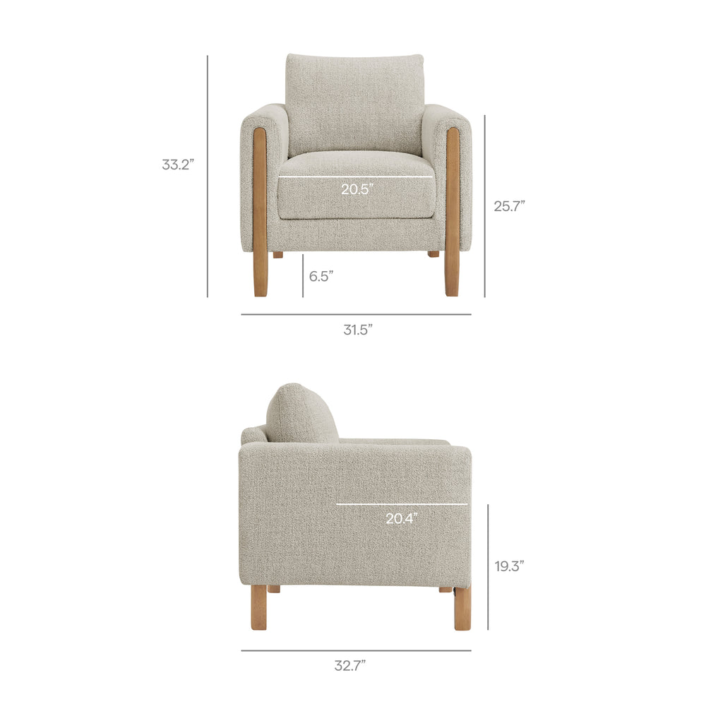 Hawken Boucle Fabric Accent Armchair - Parchment Beech