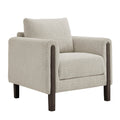 Hawken Boucle Fabric Accent Armchair - Parchment Espresso