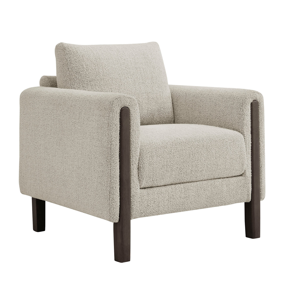 Hawken Boucle Fabric Accent Armchair - Parchment Espresso
