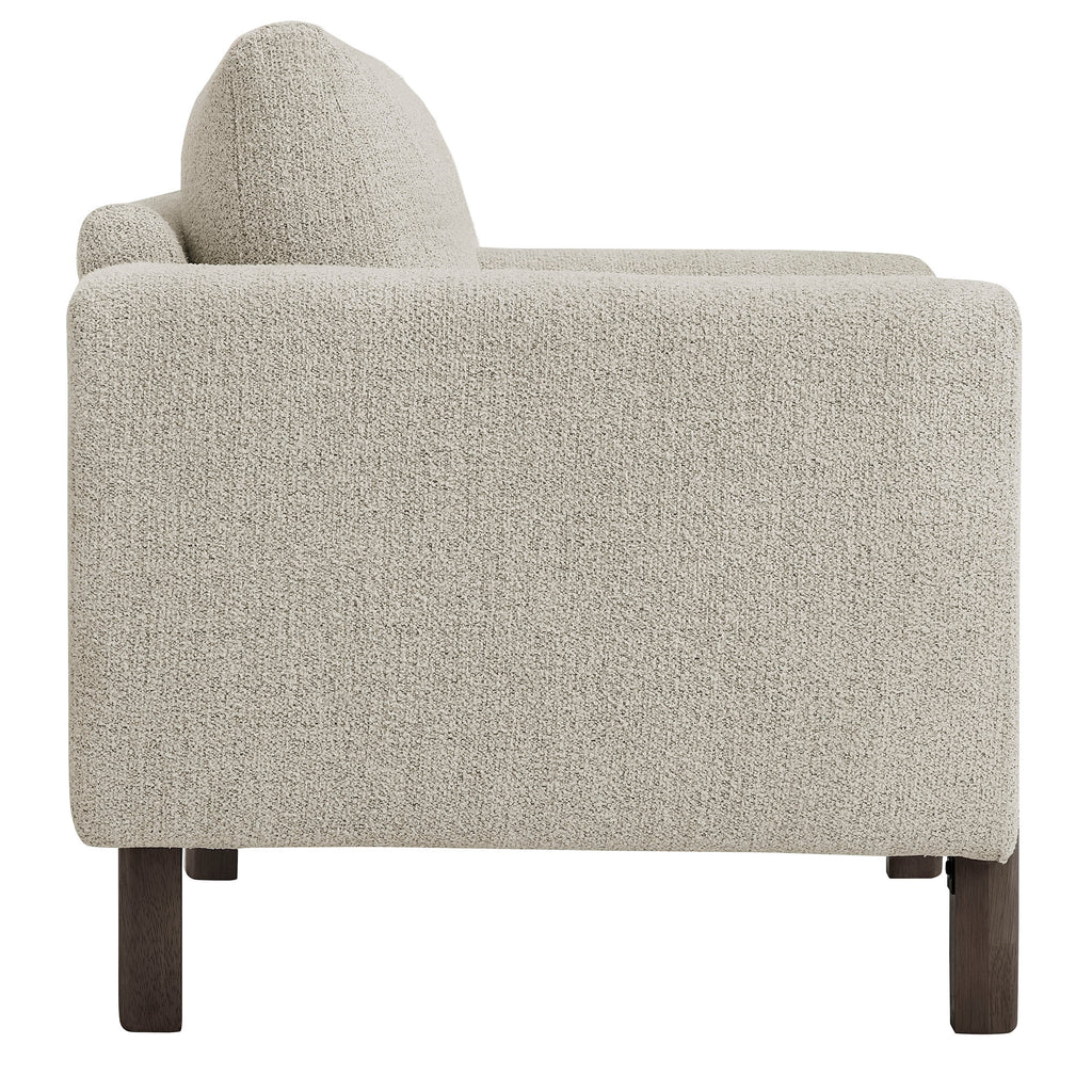 Hawken Boucle Fabric Accent Armchair - Parchment Espresso