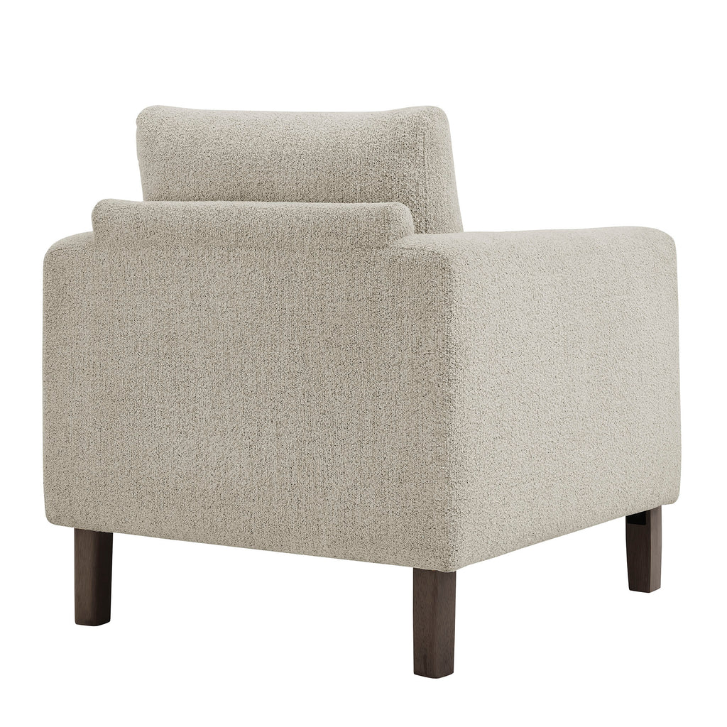 Hawken Boucle Fabric Accent Armchair - Parchment Espresso
