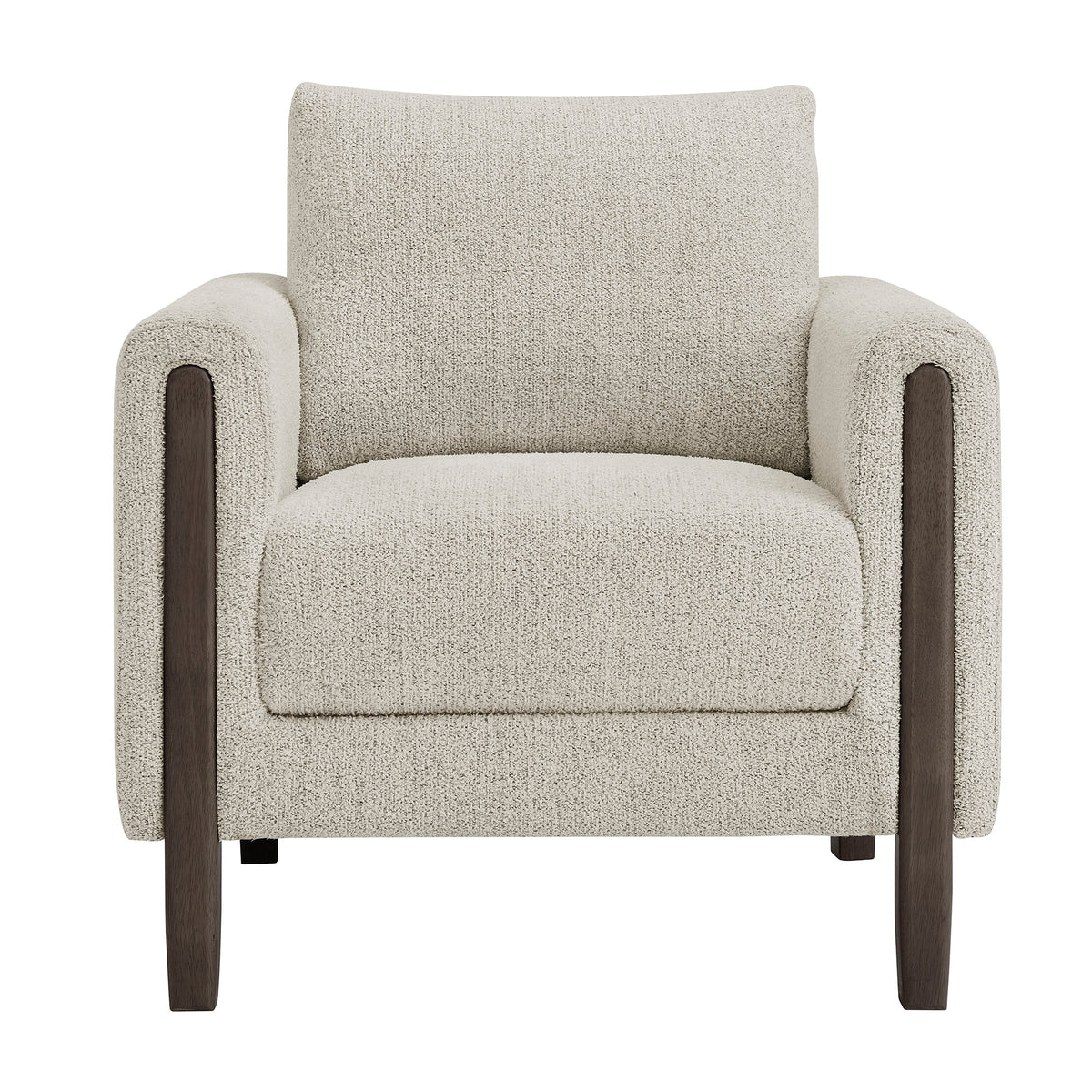 Hawken Boucle Fabric Accent Armchair - Parchment Espresso