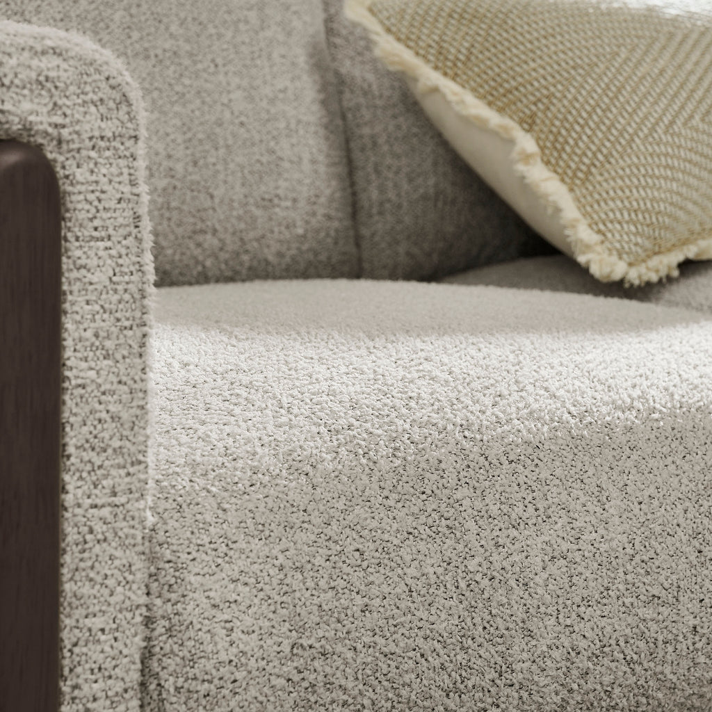 Hawken Boucle Fabric Accent Armchair - Parchment Espresso