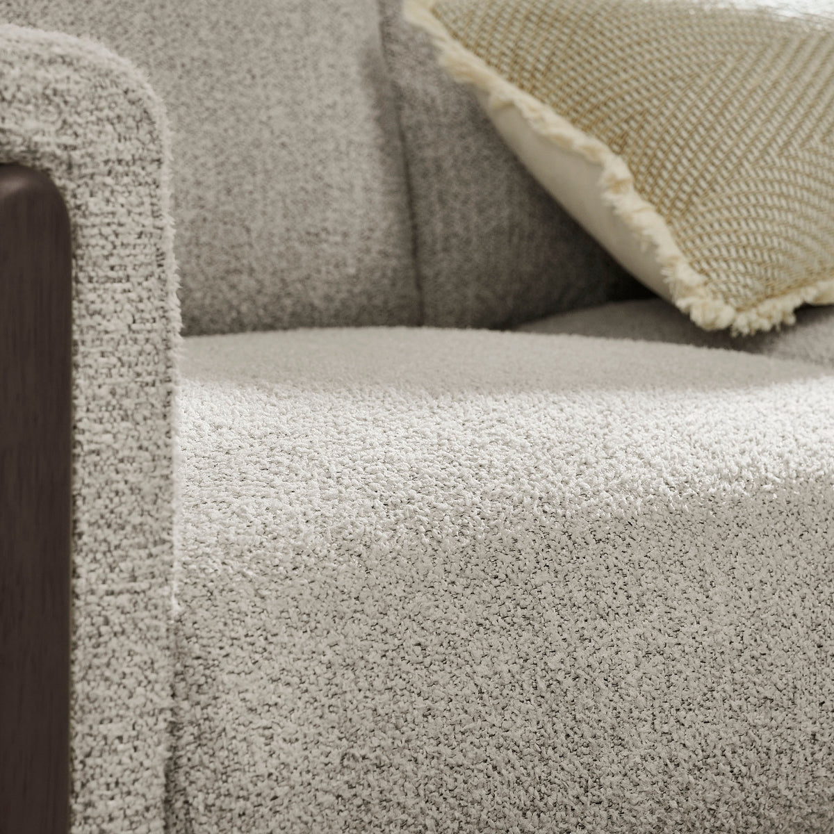 Hawken Boucle Fabric Accent Armchair - Parchment Espresso