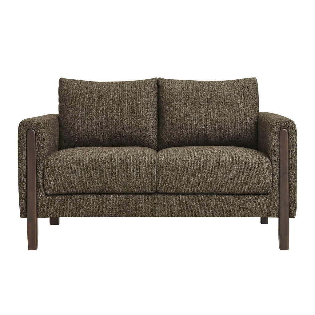 Hawken Boucle Fabric Loveseat - Antique Espresso
