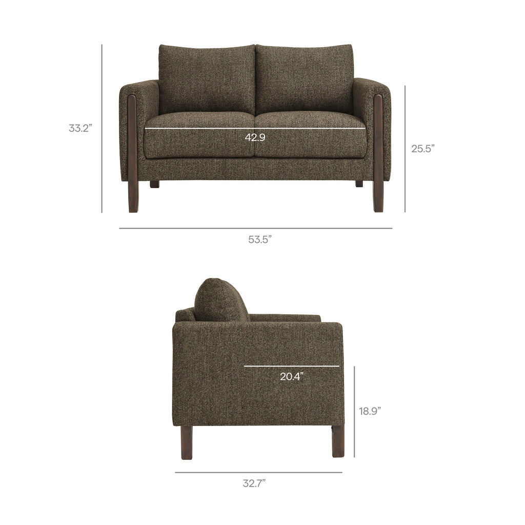 Hawken Boucle Fabric Loveseat - Antique Espresso