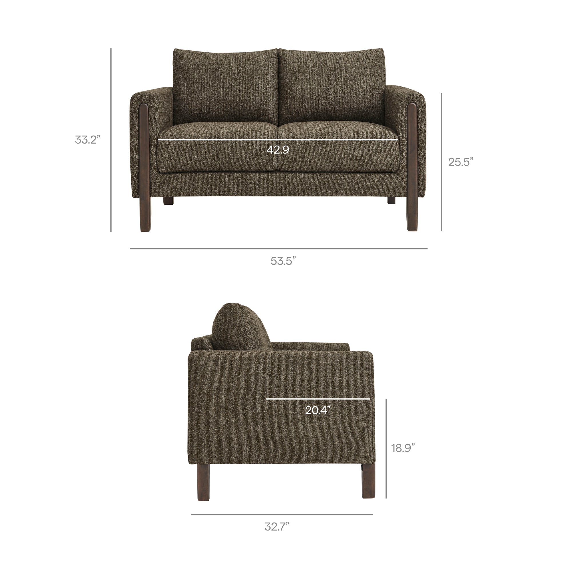 Hawken Boucle Fabric Loveseat - Antique Espresso