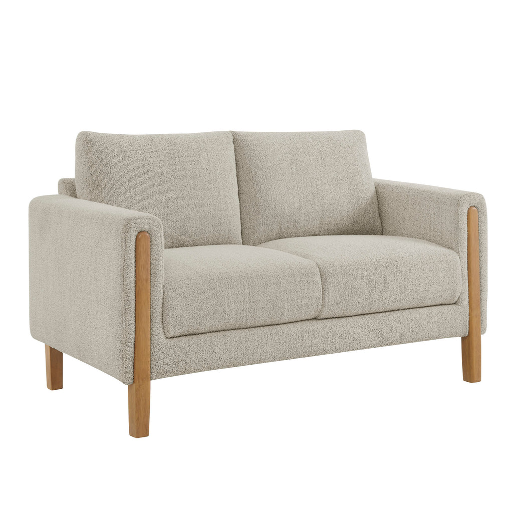 Hawken Boucle Fabric Loveseat - Parchment Beech