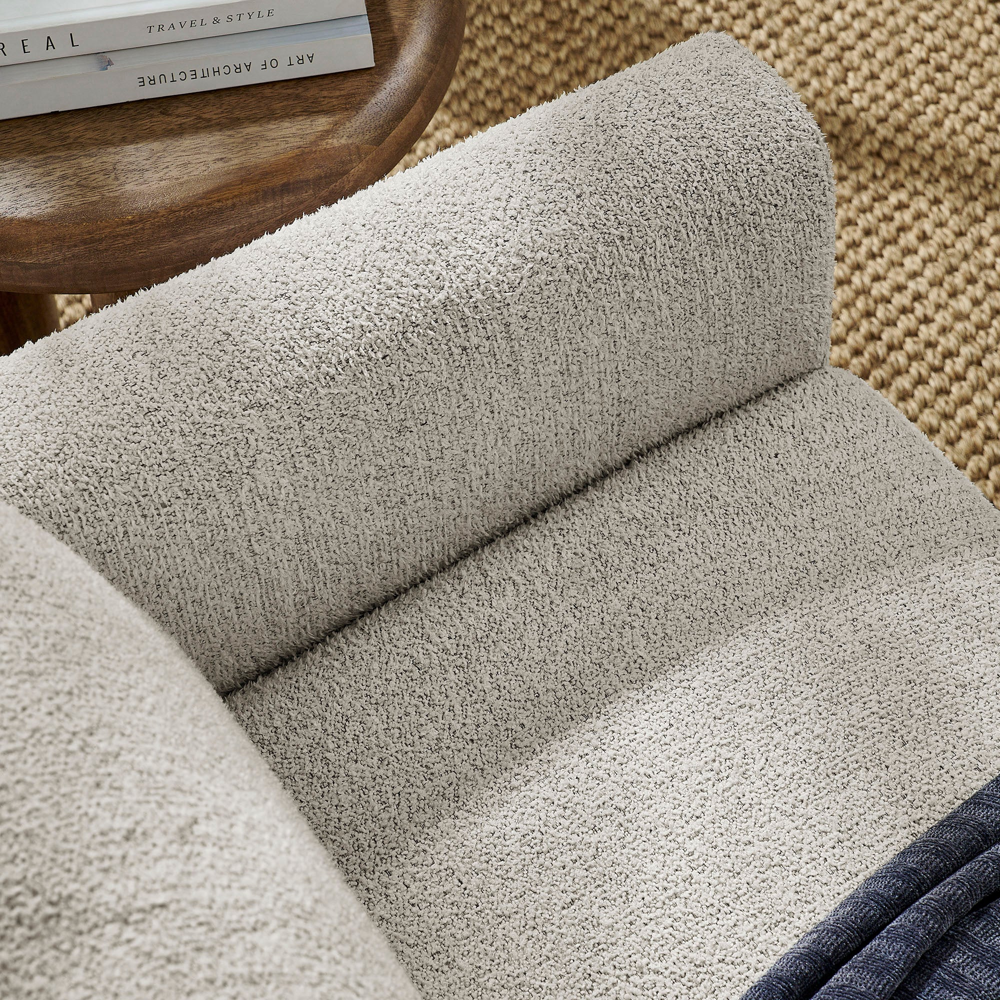 Hawken Boucle Fabric Loveseat - Parchment Beech