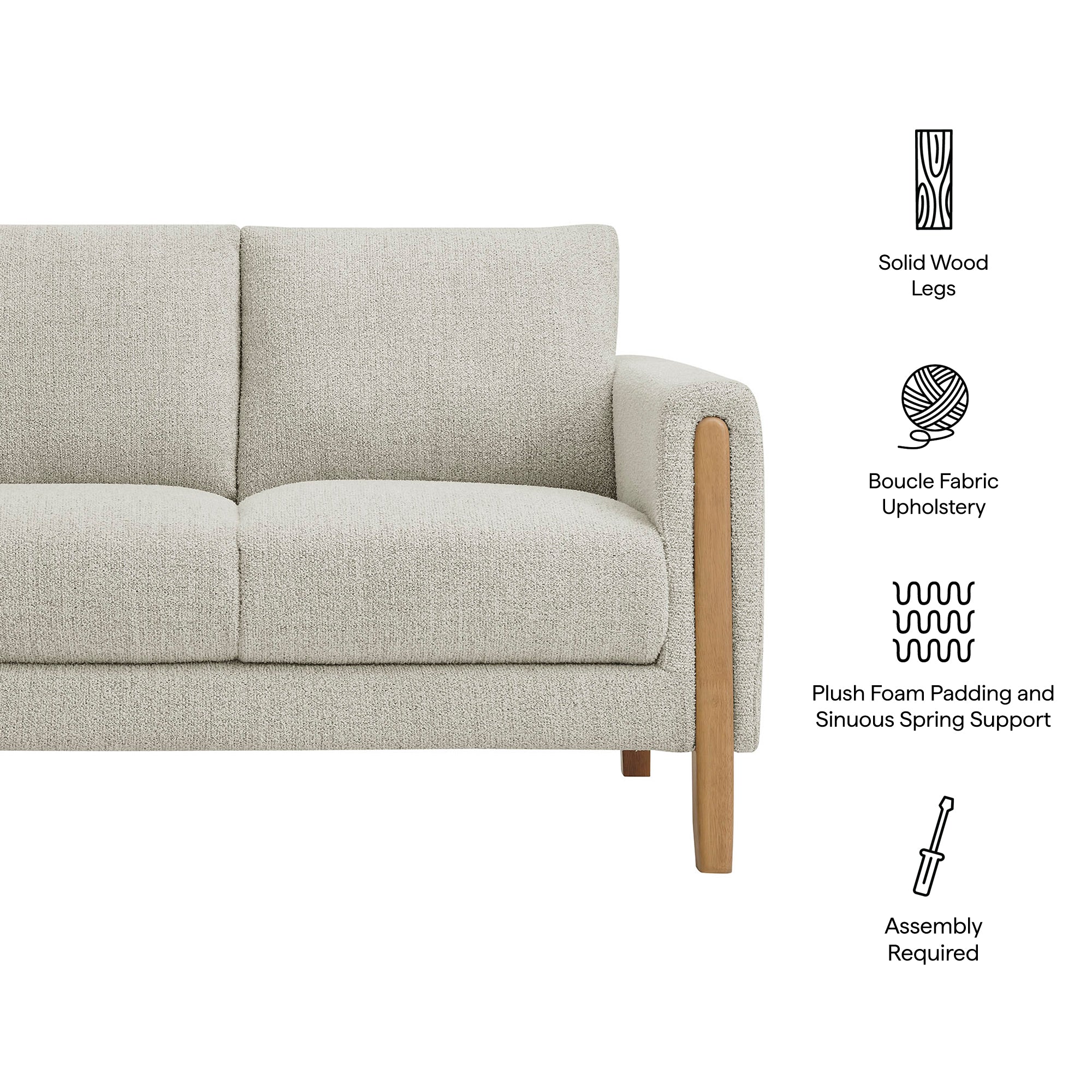 Hawken Boucle Fabric Loveseat - Parchment Beech