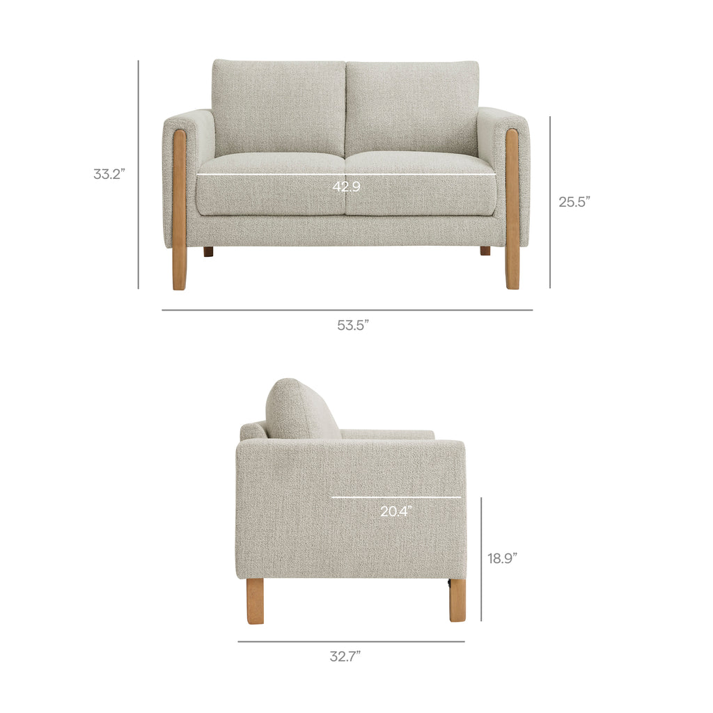 Hawken Boucle Fabric Loveseat - Parchment Beech