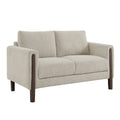 Hawken Boucle Fabric Loveseat - Parchment Espresso