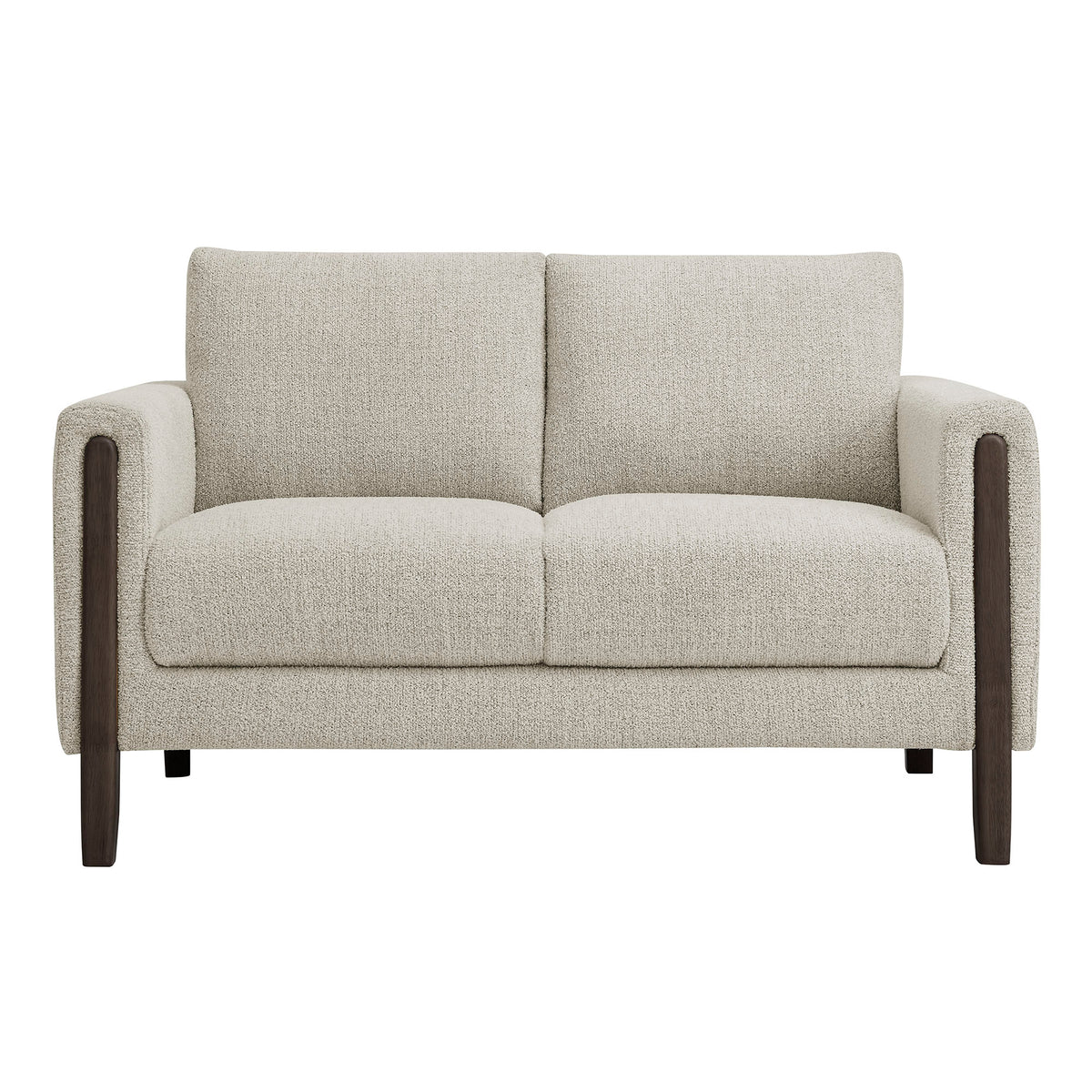Hawken Boucle Fabric Loveseat - Parchment Espresso