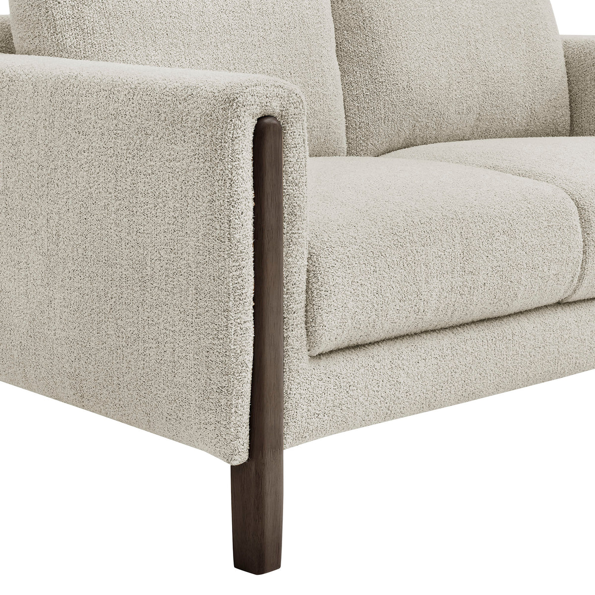 Hawken Boucle Fabric Loveseat - Parchment Espresso