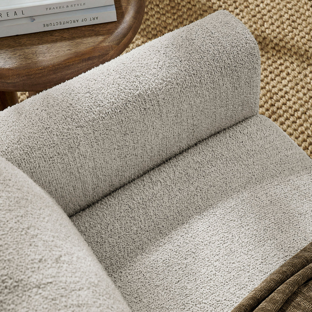 Hawken Boucle Fabric Loveseat - Parchment Espresso