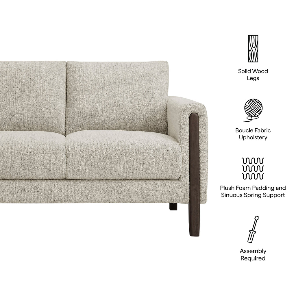 Hawken Boucle Fabric Loveseat - Parchment Espresso