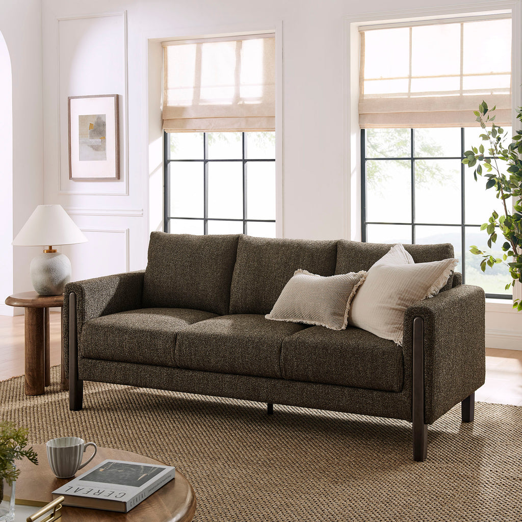 Hawken Boucle Fabric Sofa - Antique Espresso