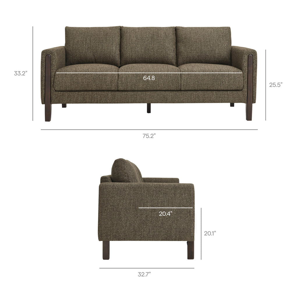 Hawken Boucle Fabric Sofa - Antique Espresso