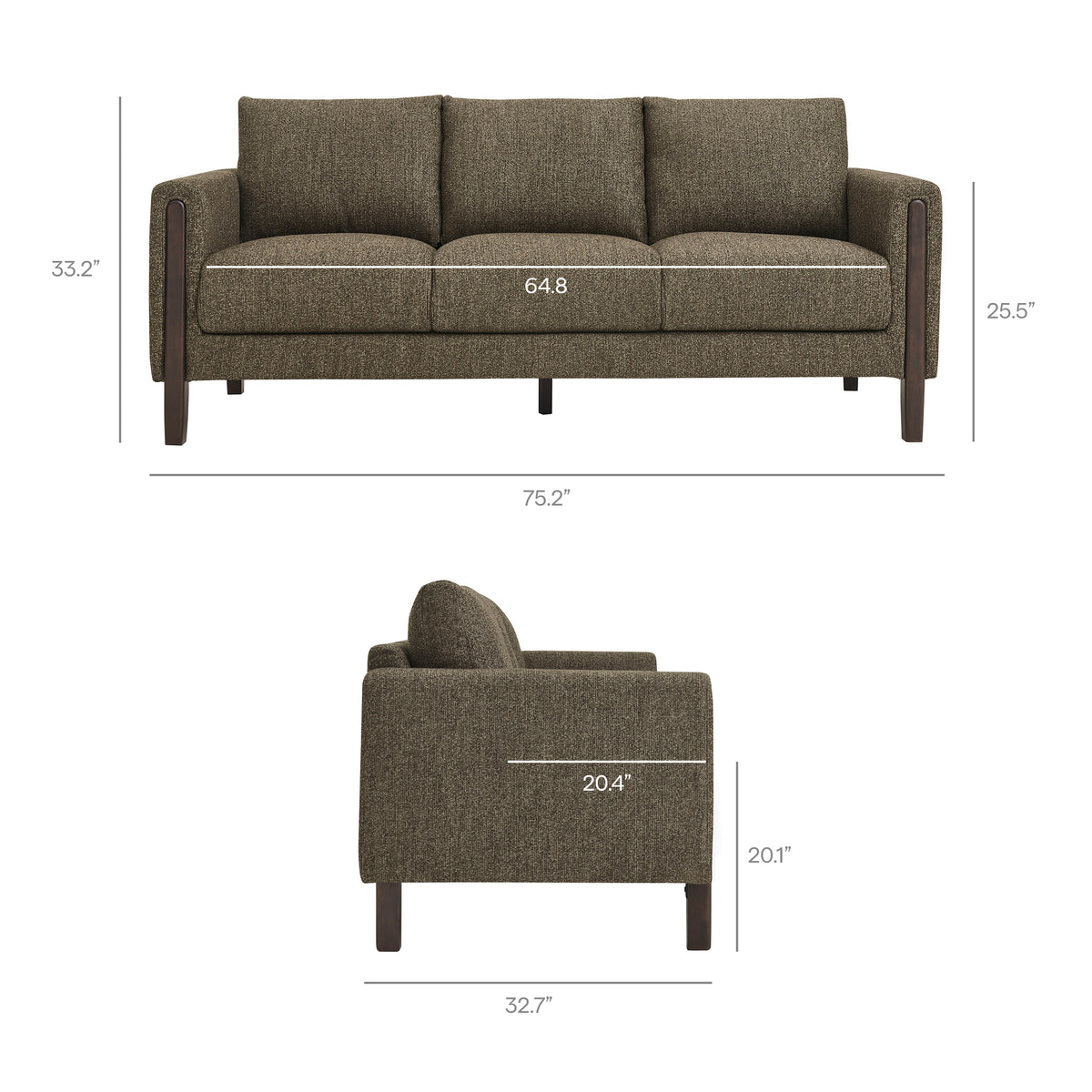 Hawken Boucle Fabric Sofa - Antique Espresso