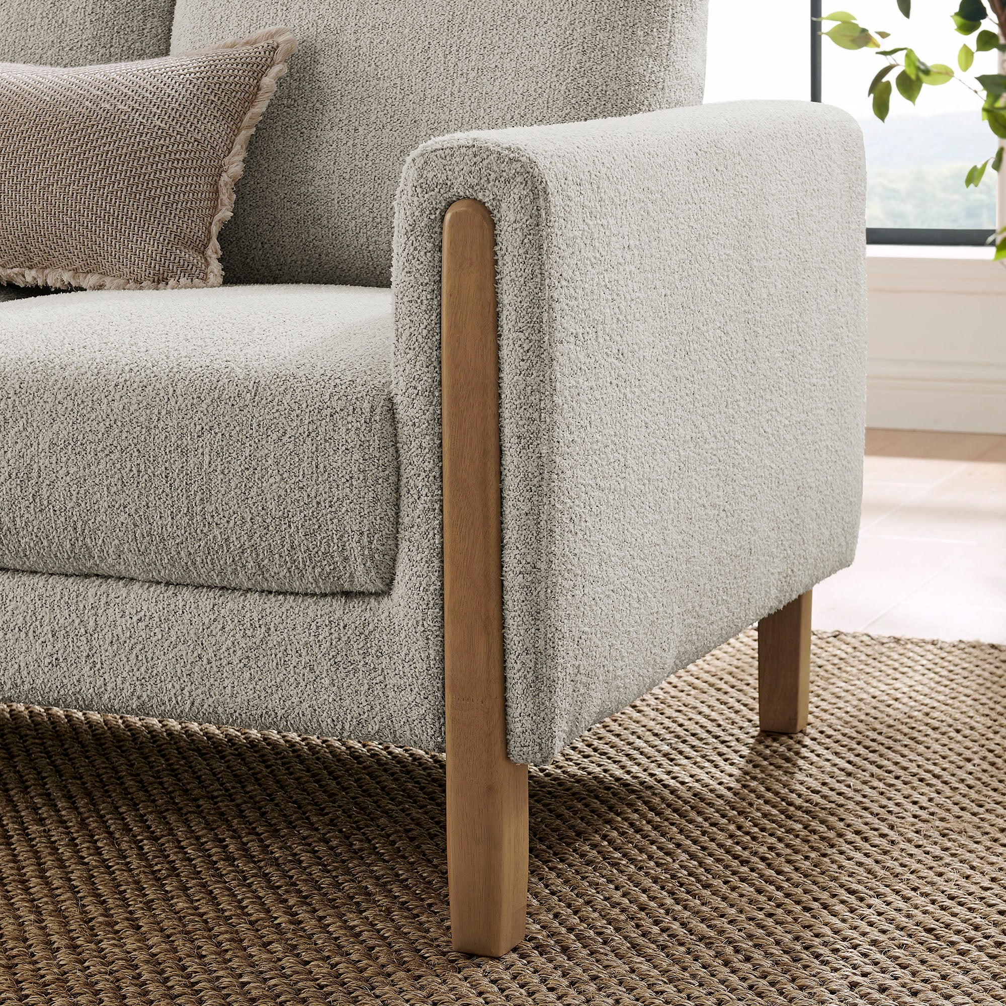 Hawken Boucle Fabric Sofa - Parchment Beech