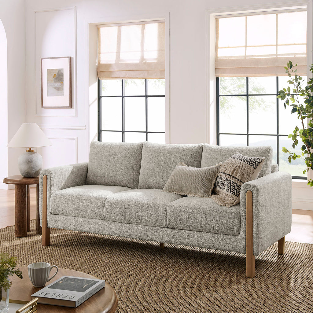 Hawken Boucle Fabric Sofa - Parchment Beech