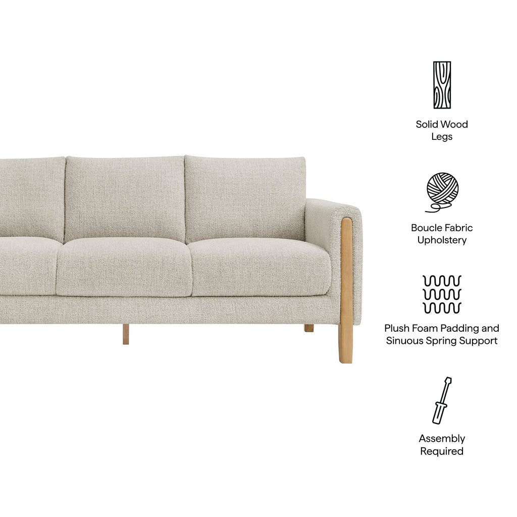 Hawken Boucle Fabric Sofa - Parchment Beech