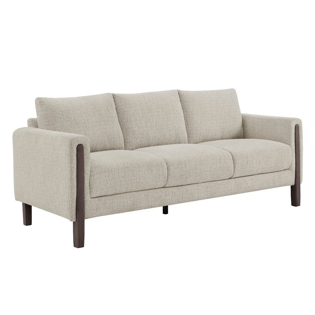 Hawken Boucle Fabric Sofa - Parchment Espresso