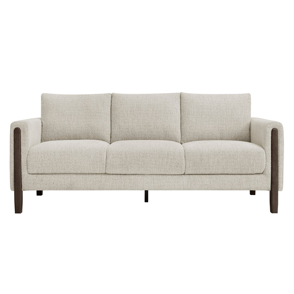 Hawken Boucle Fabric Sofa - Parchment Espresso