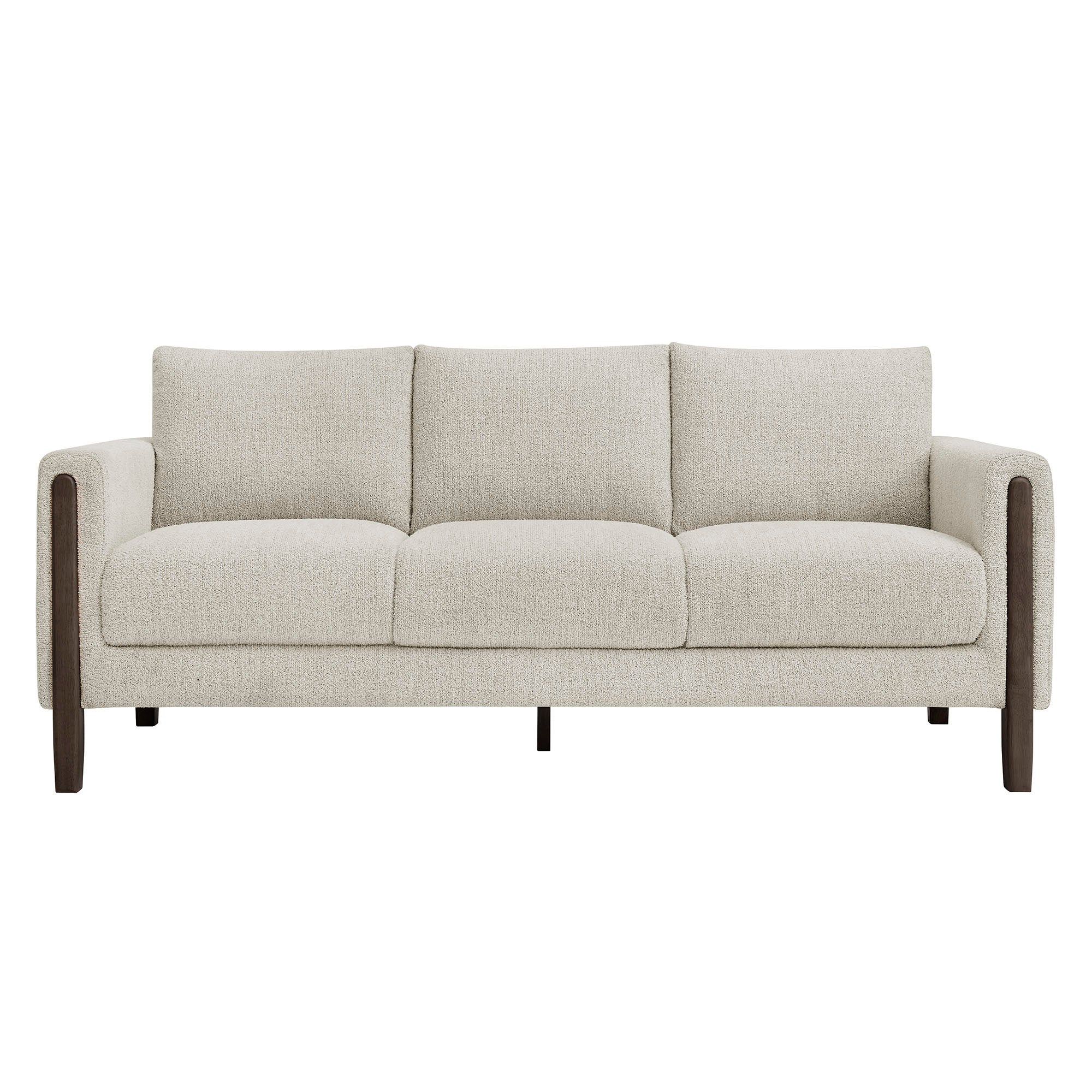 Hawken Boucle Fabric Sofa - Parchment Espresso