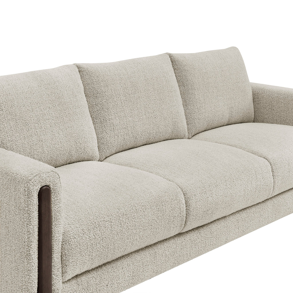 Hawken Boucle Fabric Sofa - Parchment Espresso