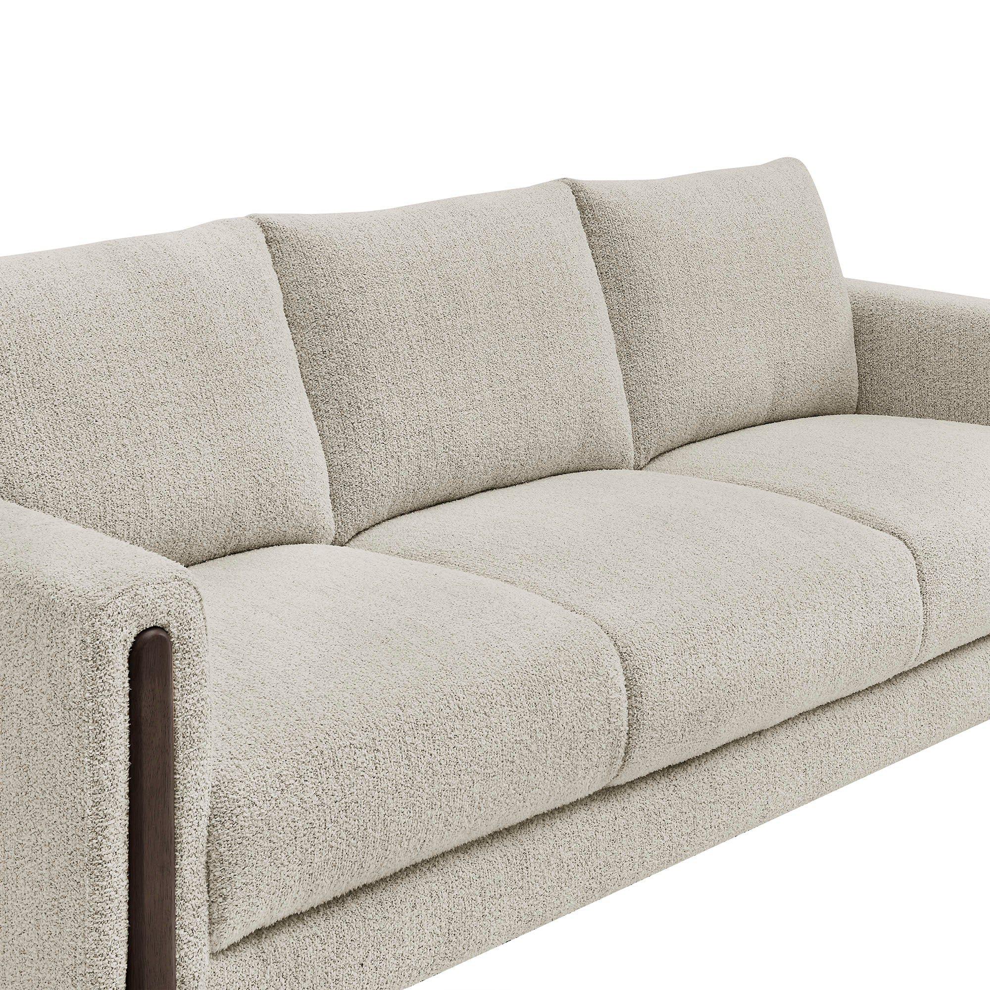 Hawken Boucle Fabric Sofa - Parchment Espresso