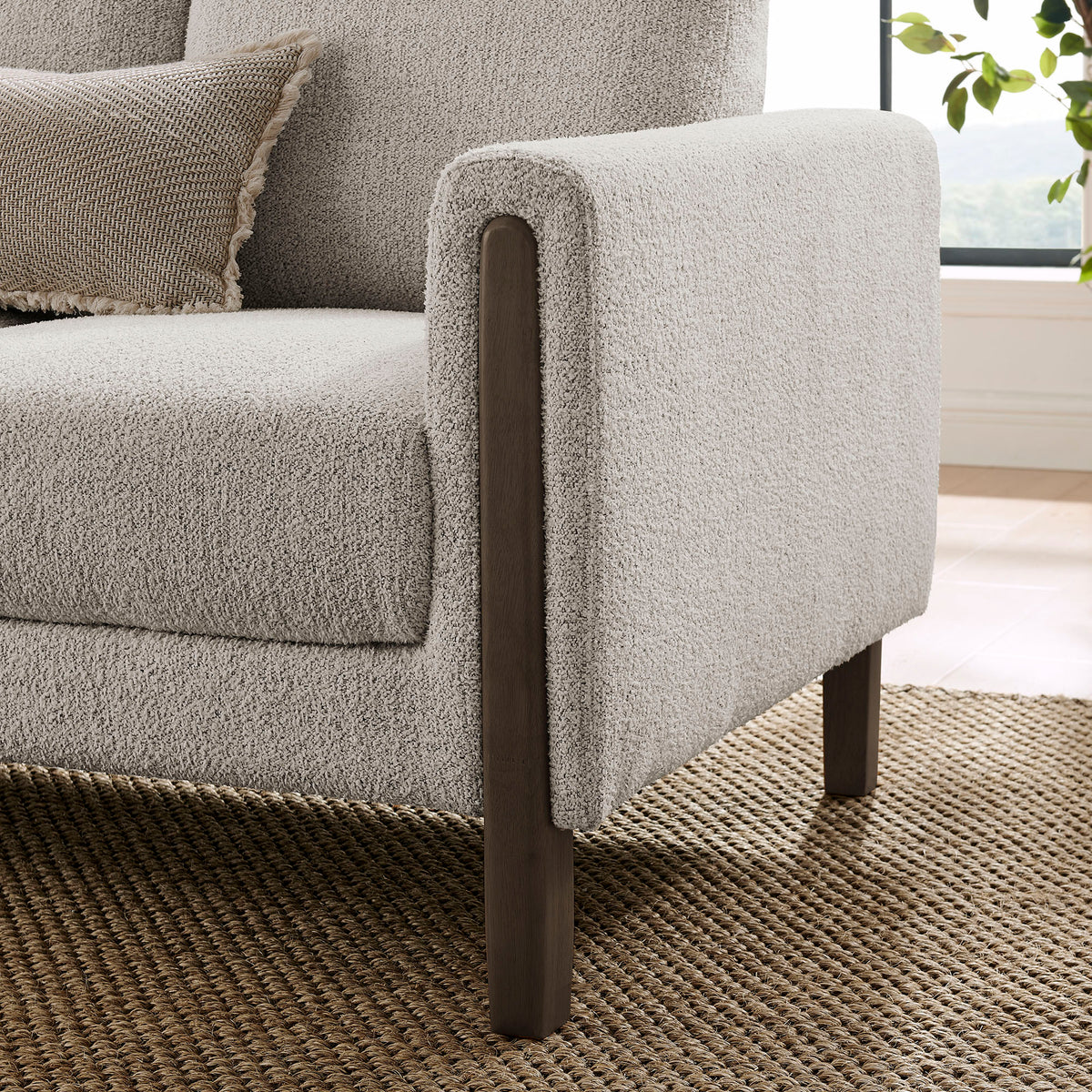 Hawken Boucle Fabric Sofa - Parchment Espresso