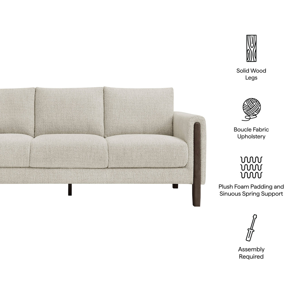 Hawken Boucle Fabric Sofa - Parchment Espresso