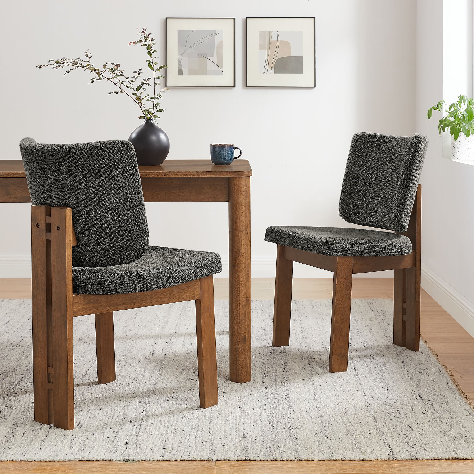 Alba Armless Upholstered Dining Chairs Set Of 2 - Charcoal
