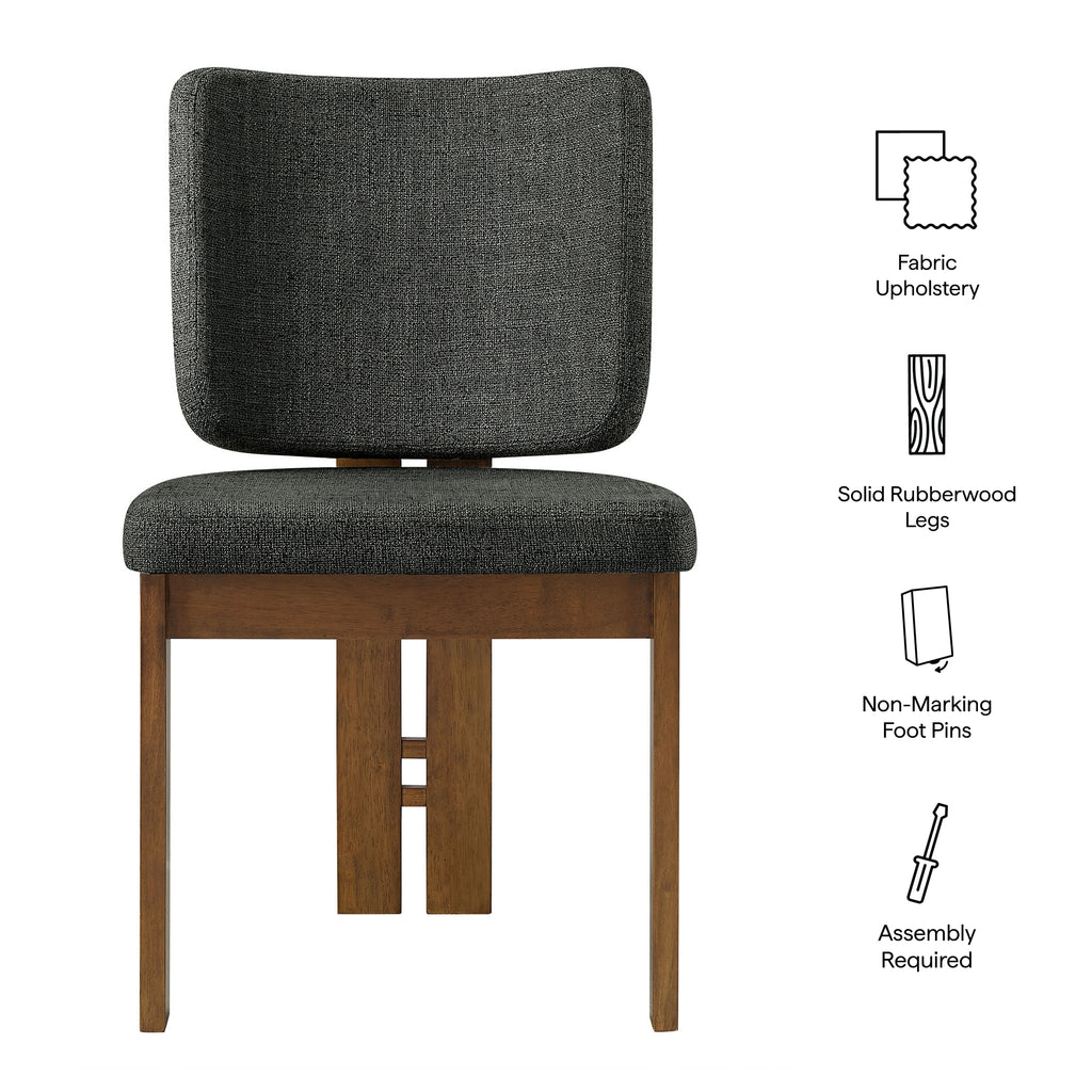 Alba Armless Upholstered Dining Chairs Set Of 2 - Charcoal
