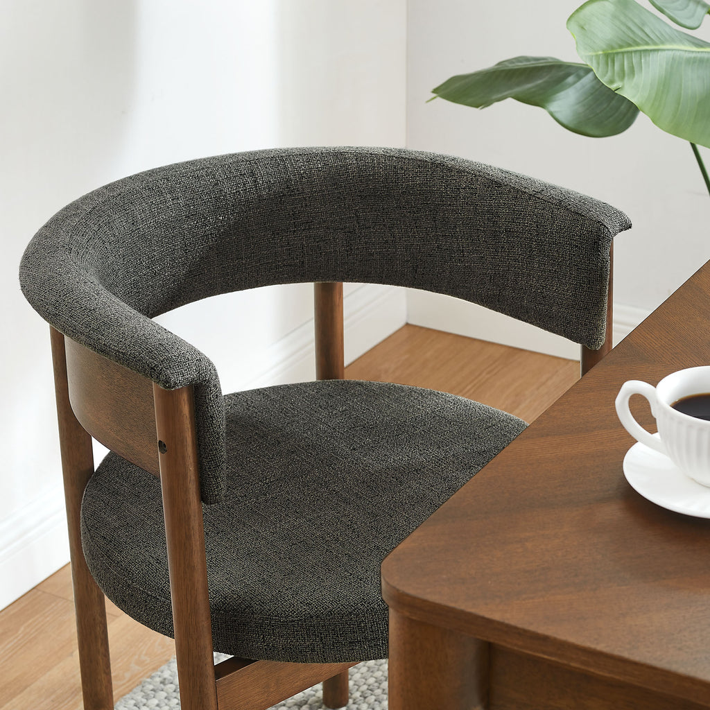 Clea Curved Upholstered Dining Chairs Set Of 2 - Charcoal