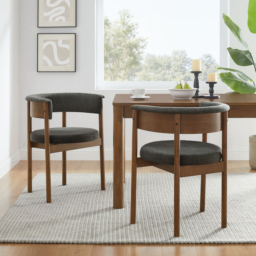 Clea Curved Upholstered Dining Chairs Set Of 2 - Charcoal