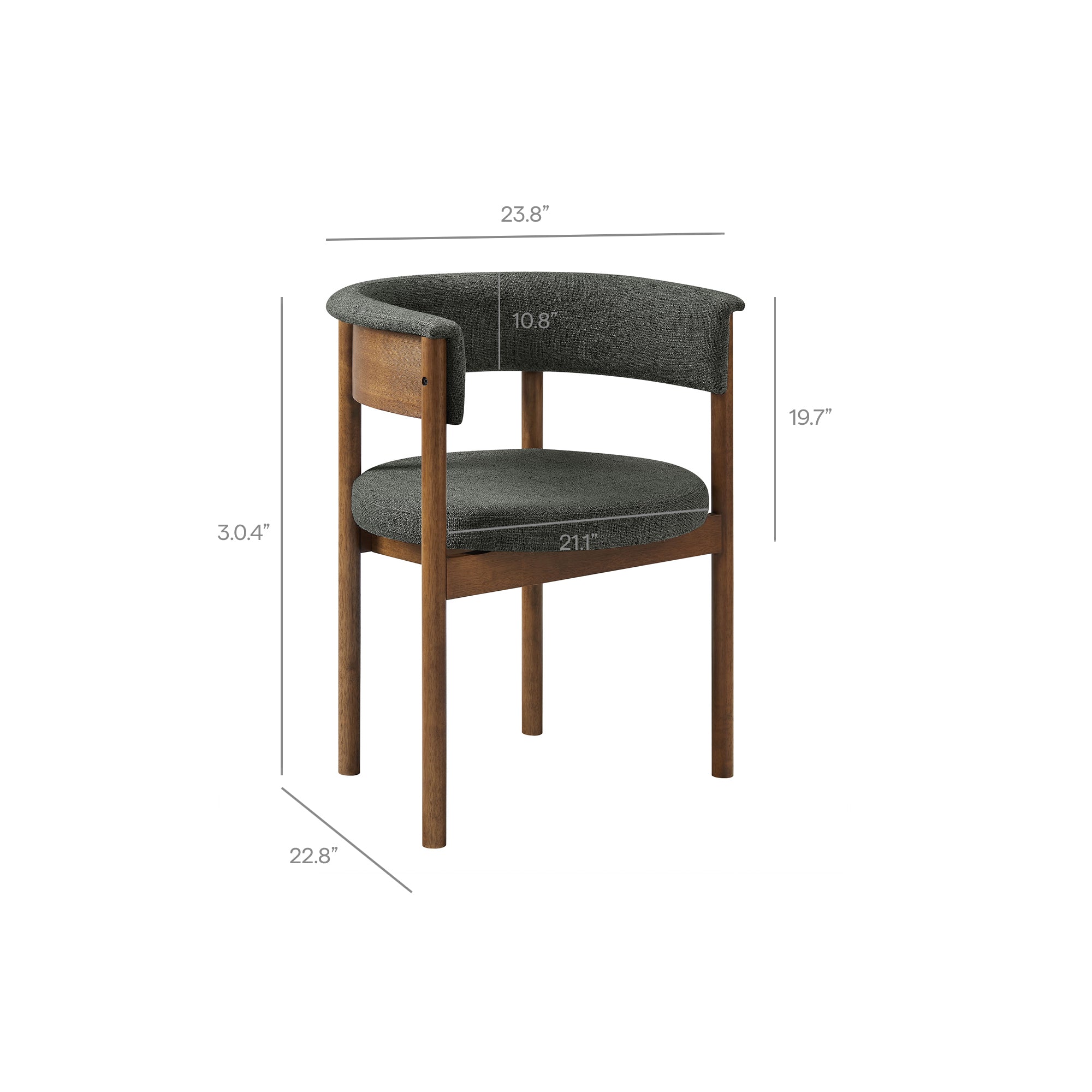 Clea Curved Upholstered Dining Chairs Set Of 2 - Charcoal